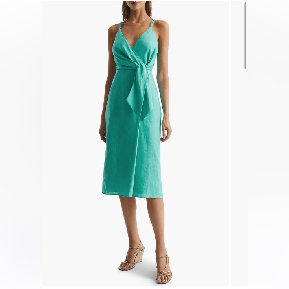 NWT✨Reiss Esme Linen Dress - Aqua